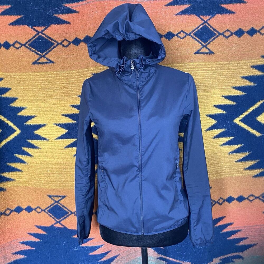 Uniqlo Windbreaker Womens XS Jacket Full Zip Black Long Sleeve Zip Pockets Top